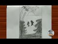 How to draw scenery of dolphin in beach step by step sunset pencil drawing