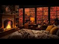 Autumn Evening Ambience with Relaxing Fireplace & Rain Sounds