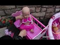 Hello Kitty Dolls Stroller, Pram,  Bunk Bed ,Swimming Pool, with Baby Born & Baby Annabell Dolls