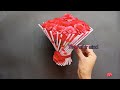 Beautiful paper flower vase making idea at home / Paper Rose Bouquet / Handmade Flower bouquet