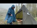 -46° Solo Camping 4 Days | Snowstorm & Winter Camping Hot Tent | Alone with My Dog in Forest