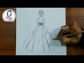 How to Draw a Girl with Beautiful Dress Pencil Sketch for Beginners| How to Draw a Girl With Lehenga