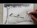 How to draw village landscape with pencil, Easy Pencil Drawing for Beginners