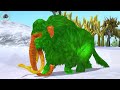 Colorful Zombie Wolf  Vs Woolly Mammoth Fight Cow Cartoon Saved by Mammoth Elephant Animal Revolt