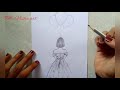 How to draw a girl with balloons // easy girl drawing for beginners // girl drawing back side