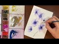 Simple Abstract Watercolour Flowers Using Only Two Colours