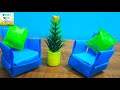 DIY MINI PAPER SOFA ||Paper Crafts For School/ Easy kids Craft Ideas|| Origami sofa||Easy paper sofa