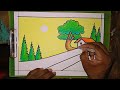 Sunset drawing for kids/Sunset drawing with oil pastel
