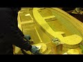 The process of making a large wooden curved staircase. French and Japanese woodworking craftsmanship