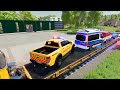 TRANSPORTING POLICE CARS, FIRE ENGINE,  AMBULANCE & TANK WITH TRAIN! Farming Simulator 22