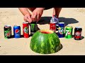 Giant Toothpaste Eruption from Watermelon and Coca Cola, Dr Pepper, Pepsi, Fanta, Sprite vs Mentos