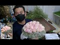 HOW TO MAKE EASY BRIDAL BOUQUET | FRESH FLOWER LIGHT PINK ROSES AND WHITE GYPSOPHILA