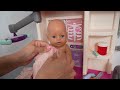 Baby Born doll gets sick at daycare feeding and changing baby doll