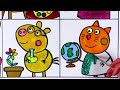 How to Draw Peppa Pig and her friends doing well in school- Glitter Art for kids