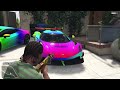 GTA 5 - Stealing  Rainbow SuperCars with Franklin! (Real Life Cars #13)