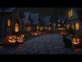 Halloween Village Ambience 🎃👻🕸️ | Pumpkin-lined Streets, Rainstorm, Spooky Halloween Music