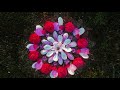 Mandala Making from Magnolias, Rhododendrons petals and Camellia blossoms