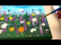 Day 3 | Mini Canvas Easy Painting Tutorial for Beginners | Sunny Day Wildflowers #artforeveryone