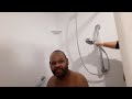 Cedric Nash taking a shower after a stroke.