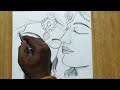 how to draw lord radha and krishna easy pencil sketch drawing,how to draw lord krishna & radha,