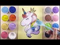 Sand Painting Colorful Cute Unicorn | Coloring for kids and toddlers