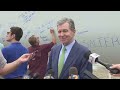 Governor Roy Cooper takes questions during event in Chowan County, N.C.