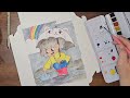 SKETCHY MONDAY 📖🖍: 301 Things To Draw| X2 wishing well, OC, Umbrella, Puddle reflection