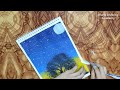 Tree with Full Moon Drawing by Muna Drawing Academy | How to Draw a Tree with Full Moon | Drawing |