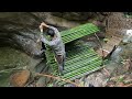 30 Days Camping, Building a shelter alone, fishing. Bamboo fish trap skills. Catching and cooking