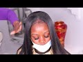 Natural sew in weave with leave out