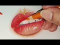 How to draw realistic lips with colour pencils | step by step for beginners