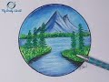 Mountain scenery drawing with oil pastels/easy oil pastel landscape painting for beginners..