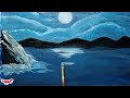 moonlight seascape painting| how to draw a night seascape| #easylandscapepainting