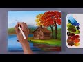 Autumn Lake Painting | Fall Landscape Painting | Acrylic Painting