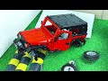 Cars vs MASSIVE Speed Bumps. JEEP Wrangler Lego technic on a treadmill