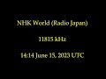 NHK World (Radio Japan) in English June 15, 2023 Airspy HF+ Discovery shortwave radio