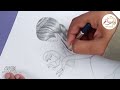 How to draw a girl with beautiful dress / girl drawing / girl with beautiful hairstyle pencil sketch