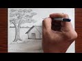 how to draw a scenery of village step by step | Pencil Drawing for Beginners