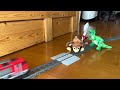 Lego train crash in slow motion