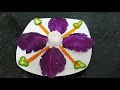 How To Make Vegetable Flower Easy | Impressive White Radish Flower | Purple Cabbage leaf Design