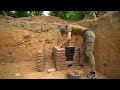 22Days Building Completer Survival Underground Bushcraft Shelter , Clay Fireplace , Start To Finish