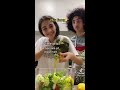 Making a salad with my brother