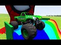 5 MONSTER TRUCK VS COLOR WATER SLIDE STORY