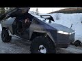 LIFTED TESLA TRUCK comes out snow wheeling with kelowna snow wheelers.