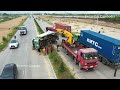 Box Truck Overturned On The Ring Road Of Cambodia Recovery By 12 Wheel Crane Truck Spend Time 1 H