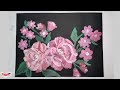 flower painting| how to paint a easy flowers painting| acrylic paint on black canvas #easypainting