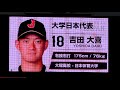 2019侍ジャパン壮行試合 高校日本代表対大学日本代表 スタメン発表全監督コーチ選手紹介