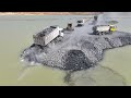 Best Incredible Big Project Building Road on Water Part 2!!by KOMATSU Bulldozer D60P&Truck Spreading