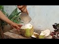 the easy to peel young coconut part 16#cuttingskills #coconutcuttingskills #youngcoconut#coconuttree