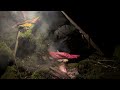 Winter Camping Under the Rock in the Snow - No Tent